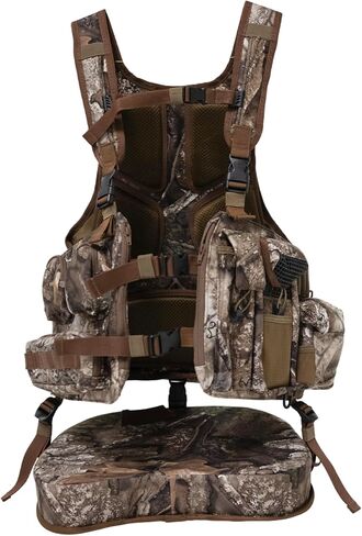 Realtree Camo Spring Thunder Turkey Vest with padded seat, adjustable fit, breathable run-and-gun design, Limited Edition in Saudi Arabia