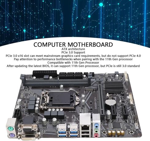 اللوحة الأم Zyyini B460M D2V، LGA1200 64GB 2X DDR4 DIMM لوحة مفاتيح الألعاب لـ i9 i7 i5 i3 الجيل العاشر من وحدة المعالجة المركزية، ومنفذ 6X S ATA III، ومخرج DVI وVGA، وفتحة M.2، ومنفذ USB 3.2 in Saudi Arabia