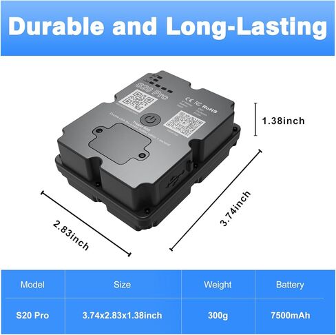 WANWAYTECH GPS Tracker Vehicle - 4G LTE Real-Time GPS Tracking Device for Cars/Trucks, 7500mAh Battery, Worldwide Coverage, App Alerts, Subscription Required in Saudi Arabia