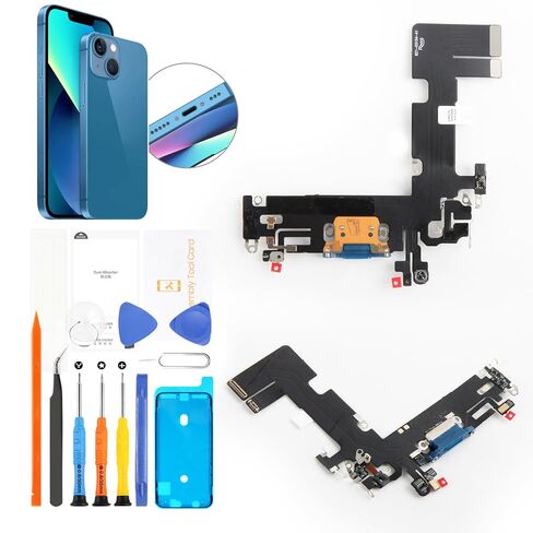 لهاتف iPhone 13 Lightning، استبدال منفذ شحن USB، مجموعة الكابلات المرنة تتضمن شريطًا مقاومًا للماء ومجموعة أدوات لـ A2633 A2482 A2631 A2634 A2635 (أزرق) in Saudi Arabia