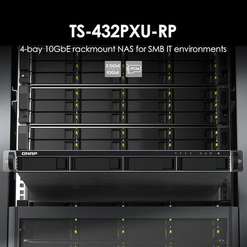 QNAP TS-432PXU-RP-2G 4 Bay عالي السرعة SMB Rackmount NAS مع منفذين 10 جيجابت، ومنفذين 2.5 جيجابت ومصدر طاقة متكرر in Saudi Arabia