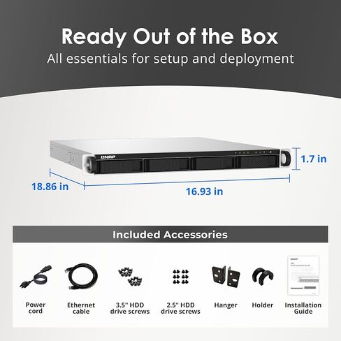 QNAP TS-432PXU-RP-2G 4 Bay عالي السرعة SMB Rackmount NAS مع منفذين 10 جيجابت، ومنفذين 2.5 جيجابت ومصدر طاقة متكرر in Saudi Arabia