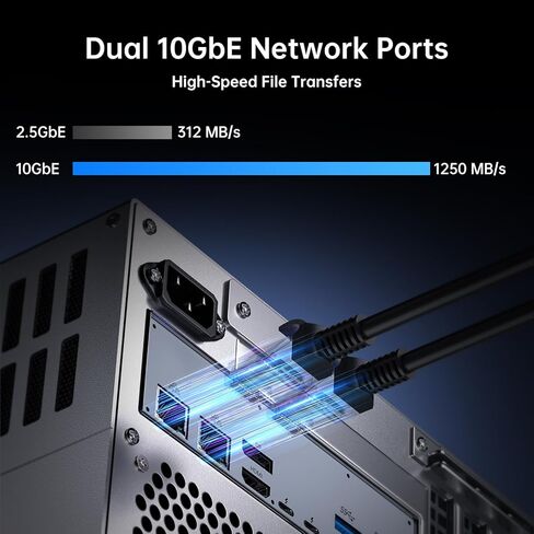 Thdeukoty Desktop NAS 8-Bay, Ultra 9 285H AI CPU, 32GB LPDDR5X 8400Mhz RAM, 2 x 10GbE, 2 x M.2 NVMe Slots, HD/DP, PCIe 4.0 x 8 Slot, USB 4, Support Dual System Network Attached Storage (Diskless) in Saudi Arabia