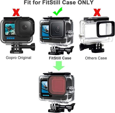 فلتر الغوص ثلاثي الألوان من FitStill متوافق فقط مع غلاف FitStill GoPro Hero 13/12/11/10/9 الأسود المقاوم للماء (غير متوافق مع حافظات سبائك الألومنيوم المقاومة للماء) in Kuwait