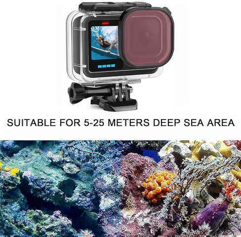 فلتر الغوص ثلاثي الألوان من FitStill متوافق فقط مع غلاف FitStill GoPro Hero 13/12/11/10/9 الأسود المقاوم للماء (غير متوافق مع حافظات سبائك الألومنيوم المقاومة للماء) in Kuwait