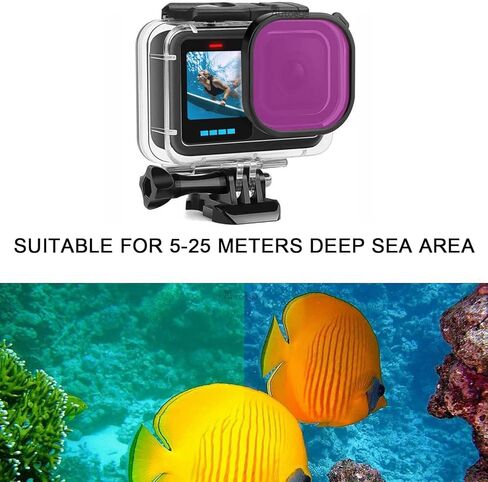 فلتر الغوص ثلاثي الألوان من FitStill متوافق فقط مع غلاف FitStill GoPro Hero 13/12/11/10/9 الأسود المقاوم للماء (غير متوافق مع حافظات سبائك الألومنيوم المقاومة للماء) in Kuwait