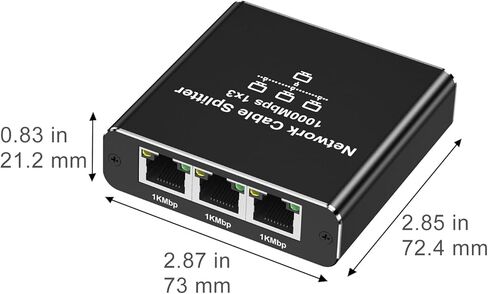 موزع جيجابت إيثرنت 1 إلى 3 - مقسم شبكة مع كابل طاقة USB، محول إنترنت RJ45 بسرعة عالية 1000 ميجابت في الثانية لكابل Cat 5/5e/6/7/8 [3 أجهزة متصلة بالشبكة في وقت واحد] in Kuwait