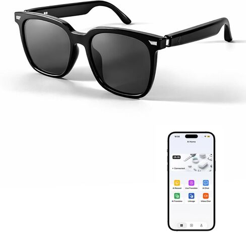 Smart Glasses Sunglasses for Men & Women, Bluetooth Glasses with Open-Ear Speaker, Smart Audio Sunglasses with UV400 Lenses, AI Assistant, Hands-Free Calls & Music for Driving, Cycling in Kuwait