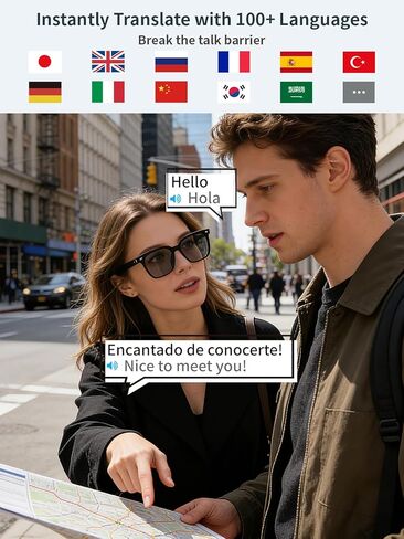 Smart Glasses Sunglasses for Men & Women, Bluetooth Glasses with Open-Ear Speaker, Smart Audio Sunglasses with UV400 Lenses, AI Assistant, Hands-Free Calls & Music for Driving, Cycling in Kuwait