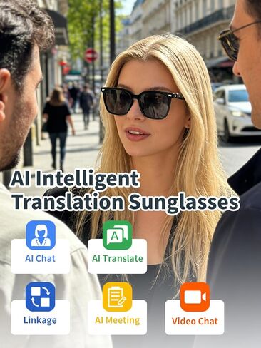 Smart Glasses Sunglasses for Men & Women, Bluetooth Glasses with Open-Ear Speaker, Smart Audio Sunglasses with UV400 Lenses, AI Assistant, Hands-Free Calls & Music for Driving, Cycling in Kuwait