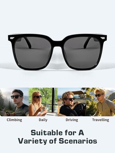 Smart Glasses Sunglasses for Men & Women, Bluetooth Glasses with Open-Ear Speaker, Smart Audio Sunglasses with UV400 Lenses, AI Assistant, Hands-Free Calls & Music for Driving, Cycling in Kuwait