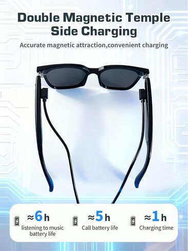 Smart Glasses Sunglasses for Men & Women, Bluetooth Glasses with Open-Ear Speaker, Smart Audio Sunglasses with UV400 Lenses, AI Assistant, Hands-Free Calls & Music for Driving, Cycling in Kuwait
