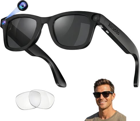 2026 AI Smart Glasses with Camera, 8MP HD Lens 1080P Video Recording Glasses, ChatGPT AI Assistant Real-Time Translation Open-Ear Audio Camera Glasses for Men Women Vlog Travel Work Meetings in Saudi Arabia