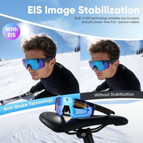 AI Smart Glasses with Camera 4K – Video Recording Glasses with EIS Stabilization, ChatGPT Enabled, IP66 Waterproof, Polarized Sports Sunglasses for Cycling, Outdoor Activities – Great Gift for Men in Saudi Arabia