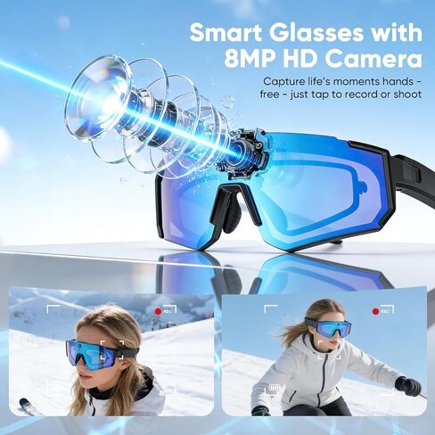 AI Smart Glasses with Camera 4K – Video Recording Glasses with EIS Stabilization, ChatGPT Enabled, IP66 Waterproof, Polarized Sports Sunglasses for Cycling, Outdoor Activities – Great Gift for Men in Saudi Arabia
