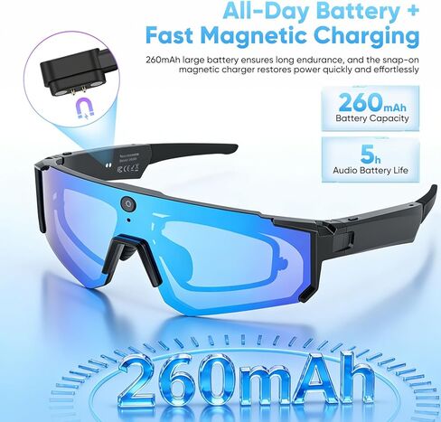 AI Smart Glasses with Camera 4K – Video Recording Glasses with EIS Stabilization, ChatGPT Enabled, IP66 Waterproof, Polarized Sports Sunglasses for Cycling, Outdoor Activities – Great Gift for Men in Saudi Arabia