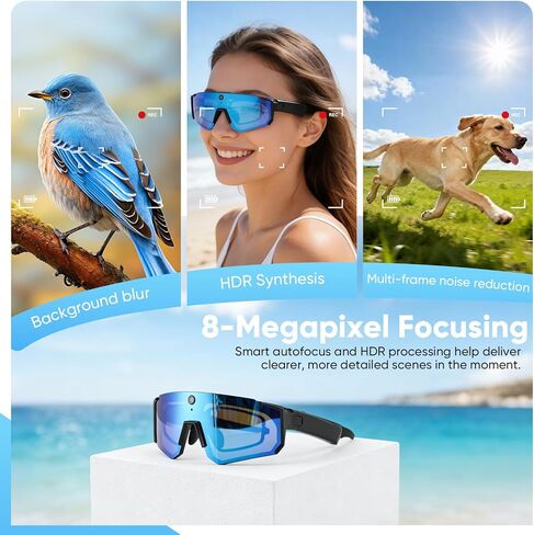 AI Smart Glasses with Camera 4K – Video Recording Glasses with EIS Stabilization, ChatGPT Enabled, IP66 Waterproof, Polarized Sports Sunglasses for Cycling, Outdoor Activities – Great Gift for Men in Saudi Arabia
