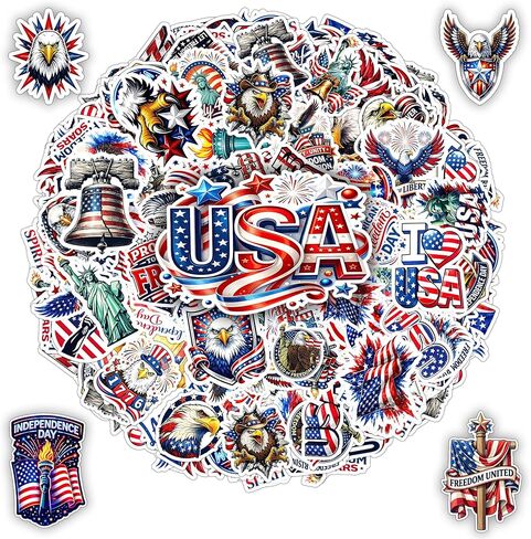 100 PCS Anniversary Stickers Pack, Independence of USA Vinyl Waterproof Stickers, 1776 2026 American Freedom, Eagle Flag Liberty Bell Decals Car Laptop Water Bottle Helmet Scrapbook Gift in Saudi Arabia