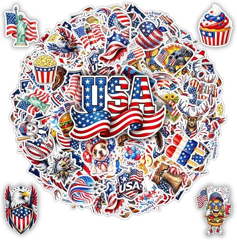 100 PCS Anniversary Stickers Pack, Independence of USA Vinyl Waterproof Stickers, 1776 2026 American Freedom, Eagle Flag Liberty Bell Decals Car Laptop Water Bottle Helmet Scrapbook Gift in Saudi Arabia