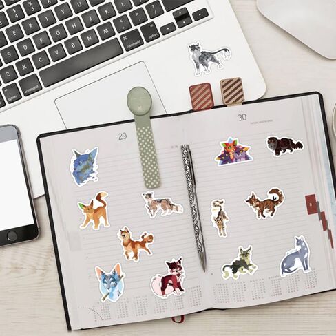 60PCS Warrior Cats Stickers for Kids Adults Eikecy Cute Cats Stickers Pack Vinyl Waterproof Cartoon Stickers for Water Bottles Laptop Guitar Skateboard in Saudi Arabia