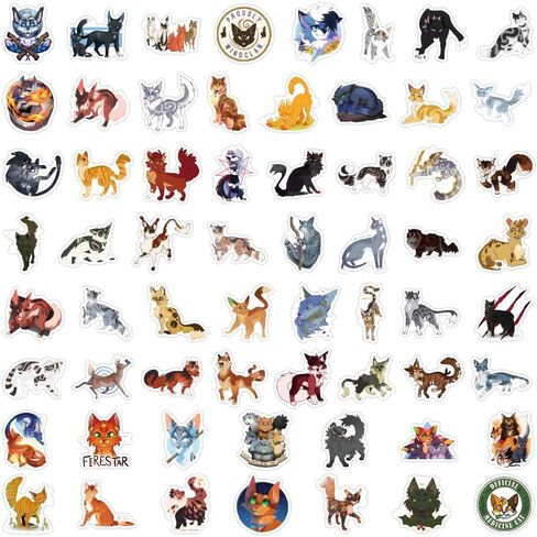 60PCS Warrior Cats Stickers for Kids Adults Eikecy Cute Cats Stickers Pack Vinyl Waterproof Cartoon Stickers for Water Bottles Laptop Guitar Skateboard in Saudi Arabia