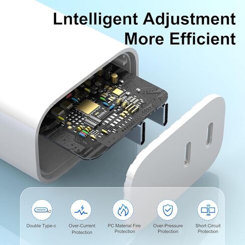 مكعب شاحن USB، كتلة شاحن سريع USB C، 4 عبوات شاحن حائط USB C مزدوج المنفذ 20 وات مع كابل شاحن USB C بطول 6 أقدام لهاتف iPhone 17/17 Pro/17 Pro Max/Air/16/16 Plus/16 Pro/16 Pro Max/15/15 Pro/15 Pro Max in Kuwait
