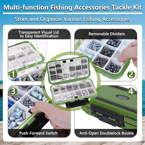 412Pcs Fishing Tackle Kit with Box,Complete Terminal Tackle Assortment-Hooks,Eye Beads,Sinkers & Swivels, Beads & Bobber Stops,Pliers,Fishing Equipment for Freshwater Bass&Trout,Fishing Gift for Men in Saudi Arabia