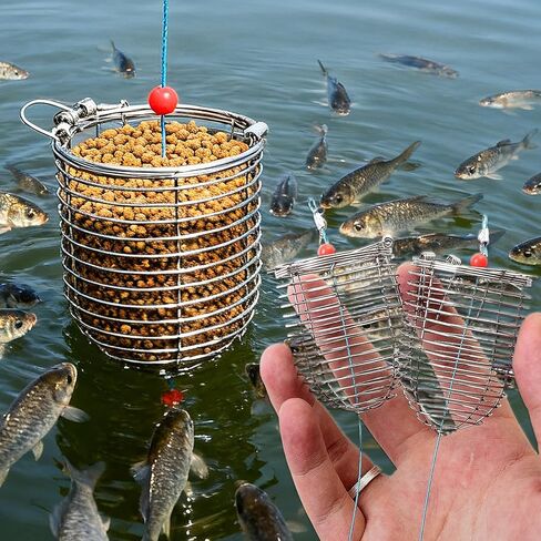 1 Pcs Stainless Steel Fishing Bait Trap Cage Feeder Basket Holder Coarse Lure Feeder Catfish Lure Cage Carp Basket Fishing Tackle (Medium, 4.8x4cm) in Saudi Arabia