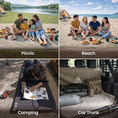 ONETIGRIS CAMPING Waterproof Picnic Blanket, Large Outdoor Camping Blanket, Sandproof Beach Mat, Portable Picnic Mat for Beach, Park & Camping in Kuwait