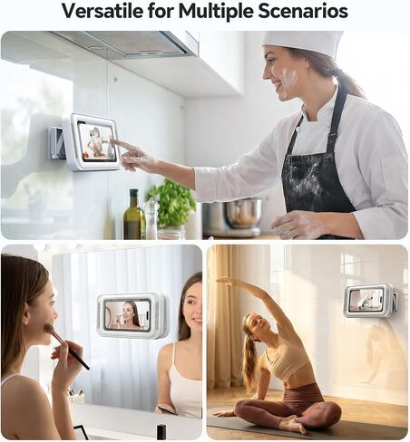 Coolpow Shower Phone Holder Waterproof with Speaker, Waterproof Phone Holder for Shower with 480° Adjustable【Enhanced Sound Quality】 HD Touch Screen Waterproof & Anti-Fog Phone Mount in Saudi Arabia