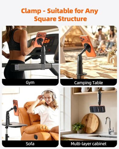 2 in 1 Magnetic Phone Holder Desk Mount, Cell Phone Clamp Clip for Pole Desk, Magnetic Phone Stand with Suction Cup, Compatible for iPhone 17 16,15, 14, 13 12 Pro/Max Samsung Galaxy, Google in Saudi Arabia
