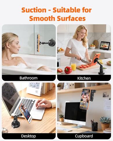 2 in 1 Magnetic Phone Holder Desk Mount, Cell Phone Clamp Clip for Pole Desk, Magnetic Phone Stand with Suction Cup, Compatible for iPhone 17 16,15, 14, 13 12 Pro/Max Samsung Galaxy, Google in Saudi Arabia