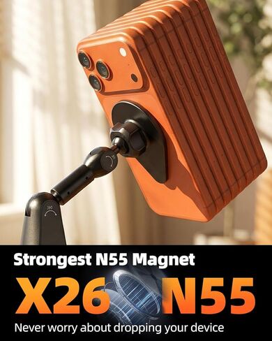 2 in 1 Magnetic Phone Holder Desk Mount, Cell Phone Clamp Clip for Pole Desk, Magnetic Phone Stand with Suction Cup, Compatible for iPhone 17 16,15, 14, 13 12 Pro/Max Samsung Galaxy, Google in Saudi Arabia
