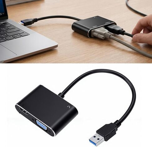 Diyeeni USB 3.0 إلى HDMI VGA محول، 1080P 60 هرتز HD عرض محول الفيديو، محول فيديو USB محمول مع أوضاع التمديد والمرآة لنظام التشغيل MacOS in Kuwait