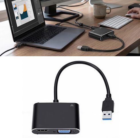 Diyeeni USB 3.0 إلى HDMI VGA محول، 1080P 60 هرتز HD عرض محول الفيديو، محول فيديو USB محمول مع أوضاع التمديد والمرآة لنظام التشغيل MacOS in Kuwait