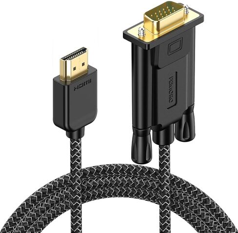 كابل HDMI إلى VGA فائق الوضوح بطول 6 أقدام من النايلون بدقة 1080 بكسل عالي الدقة لـ Raspberry Pi - أسود in Kuwait