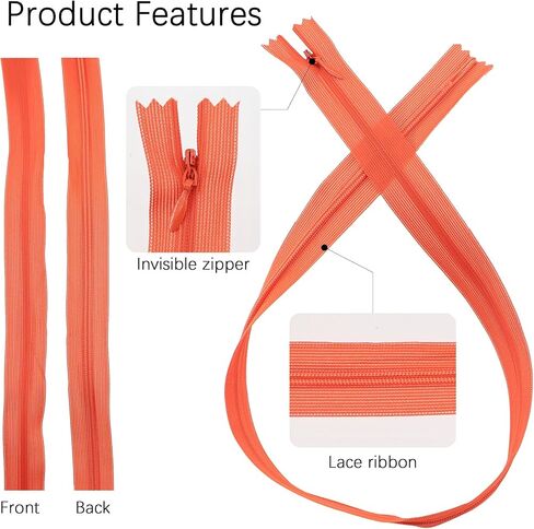 30Pcs 23Inch Silk Invisible Zipper Lace Tape Closed Clothes Dress Sewing Craft for Skirts Dresses Assorted Color (15 Color) in Saudi Arabia