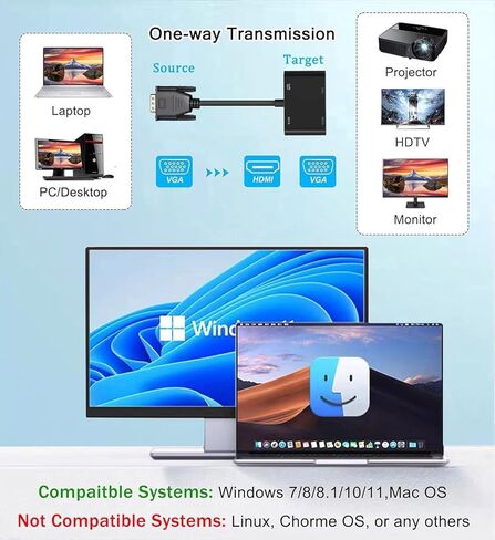 محول VGA إلى HDMI مكرر بدقة 1080P Full HD - أسود in Kuwait