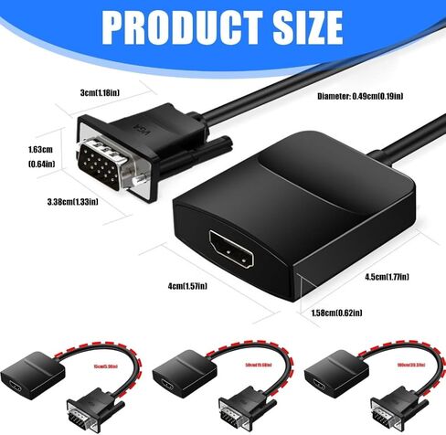 Infinite 5M HDMI to VGA Cable 1080P Full HD - Black in Saudi Arabia