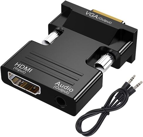 Optimized Gold-Plated HDMI to VGA Adapter 1080P Full HD for Raspberry Pi - Black in Saudi Arabia