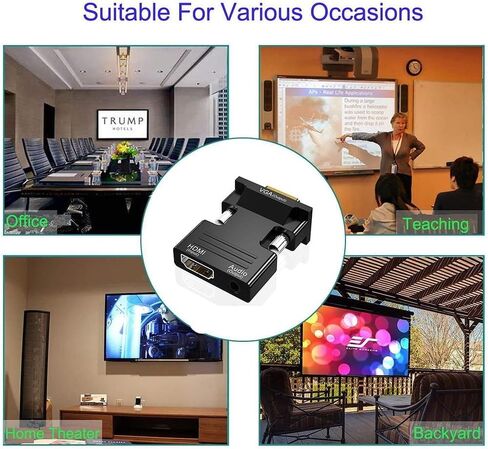 Optimized Gold-Plated HDMI to VGA Adapter 1080P Full HD for Raspberry Pi - Black in Saudi Arabia