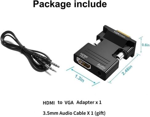 Optimized Gold-Plated HDMI to VGA Adapter 1080P Full HD for Raspberry Pi - Black in Saudi Arabia