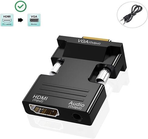 Optimized Gold-Plated HDMI to VGA Adapter 1080P Full HD for Raspberry Pi - Black in Saudi Arabia