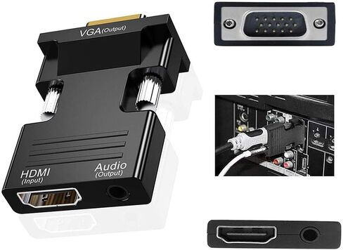 Optimized Gold-Plated HDMI to VGA Adapter 1080P Full HD for Raspberry Pi - Black in Saudi Arabia