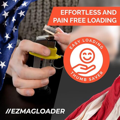 محمل المجلات EZMAGLOADER لـ Smith & Wesson M&P 9mm EZ - تحميل سهل بدون ألم - قبضة مريحة - ملحقات محمل السرعة - حواف كبيرة لتخفيف الإبهام - عبوتان (أصفر) in Saudi Arabia