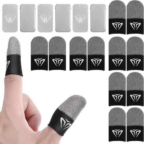 6Pairs Mobile Gaming Finger Sleeves, Ultra-Thin Silver Fiber Breathable Game Compression Thumb Sleeves Covers, Sweatproof Seamless Thumb Protector Support Stabilizer Finger Gloves (12Pcs) in Saudi Arabia