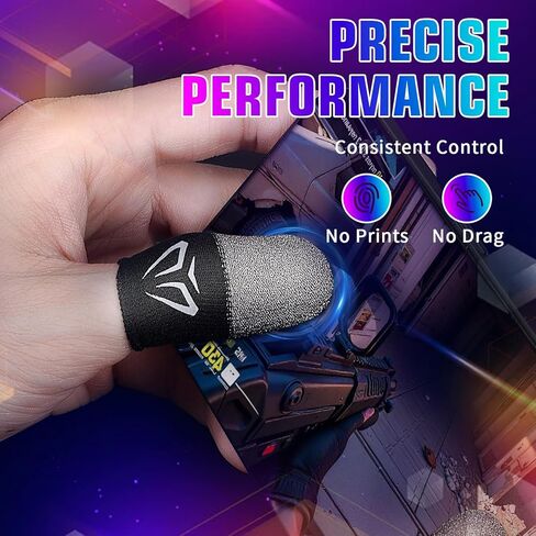6Pairs Mobile Gaming Finger Sleeves, Ultra-Thin Silver Fiber Breathable Game Compression Thumb Sleeves Covers, Sweatproof Seamless Thumb Protector Support Stabilizer Finger Gloves (12Pcs) in Saudi Arabia