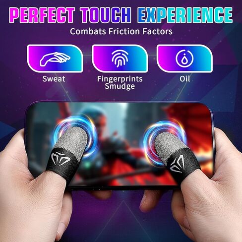 6Pairs Mobile Gaming Finger Sleeves, Ultra-Thin Silver Fiber Breathable Game Compression Thumb Sleeves Covers, Sweatproof Seamless Thumb Protector Support Stabilizer Finger Gloves (12Pcs) in Saudi Arabia