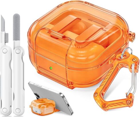 for Samsung Galaxy Buds 4 Pro Case/Galaxy Buds 4 Case Clear with Lock Clip and Phone Stand Function,Comes with a Clear Hook and a Cleaning Pen (Clears) in Saudi Arabia