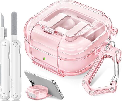 for Samsung Galaxy Buds 4 Pro Case/Galaxy Buds 4 Case Clear with Lock Clip and Phone Stand Function,Comes with a Clear Hook and a Cleaning Pen (Clears) in Saudi Arabia